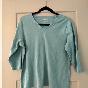 L.L. Bean Women's Light Blue V-Neck Top
